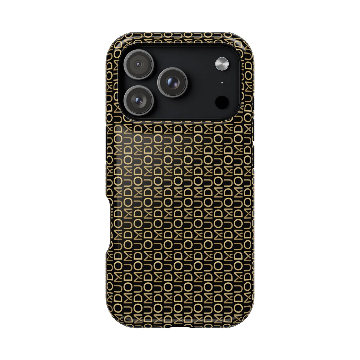 Phone case with geometric pattern on a white background