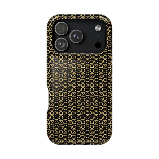 Phone case with geometric pattern on a white background